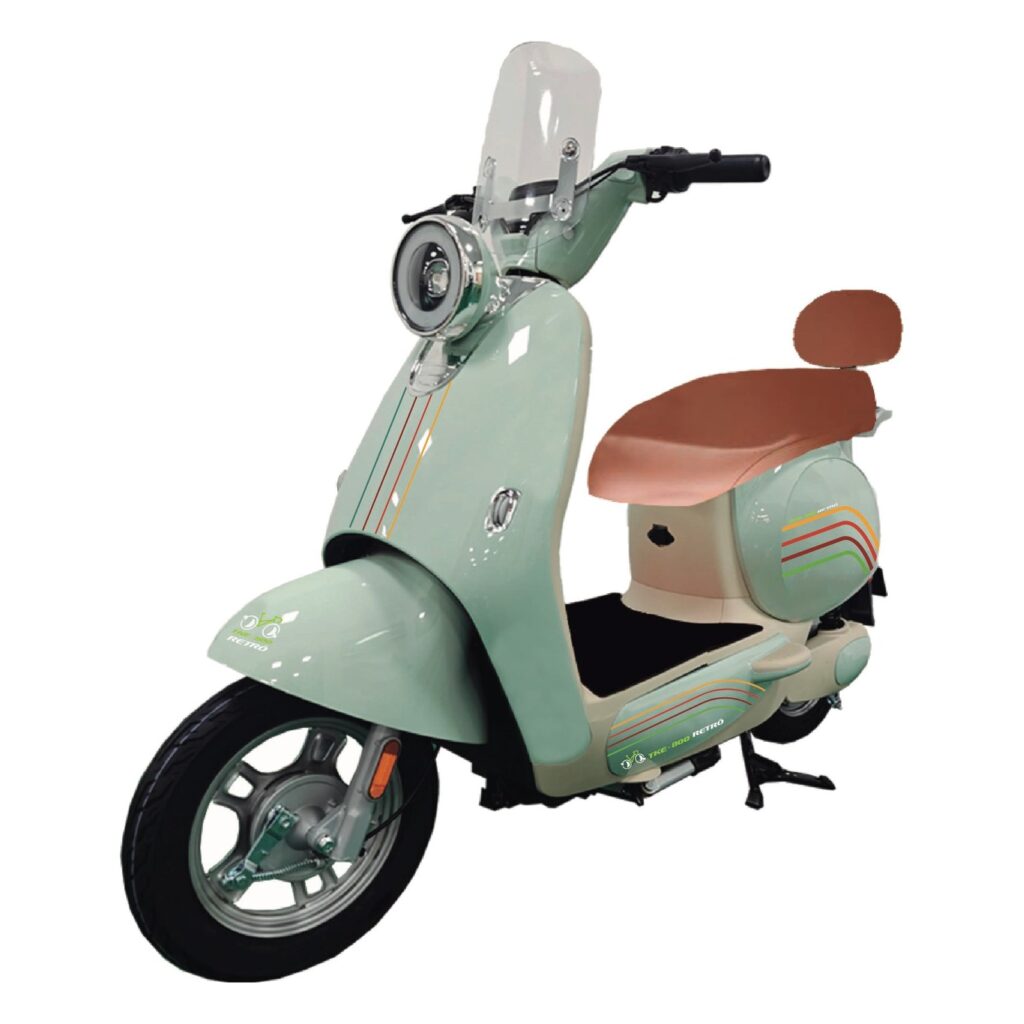 Bicicleta elétrica TK3 Track TKE-800 RETRÔ V, na cor verde menta