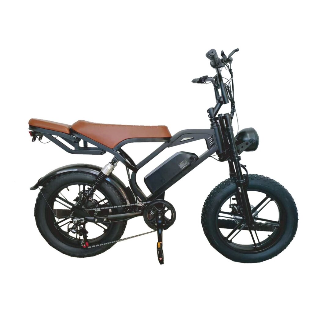 Bicicleta elétrica TK3 Track TKE-800V M, quadro preto com banco marrom